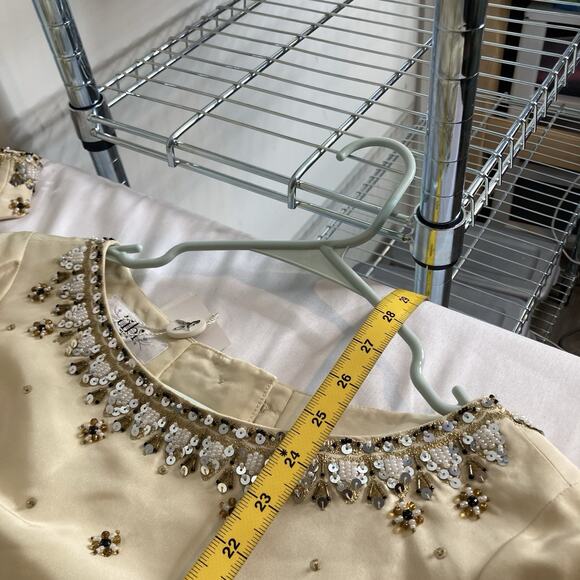 Tibi Women's Cream Beaded Sequins Silk Tunic Blouse Size‎ 6 Regal Maximalist - Picture 3 of 15